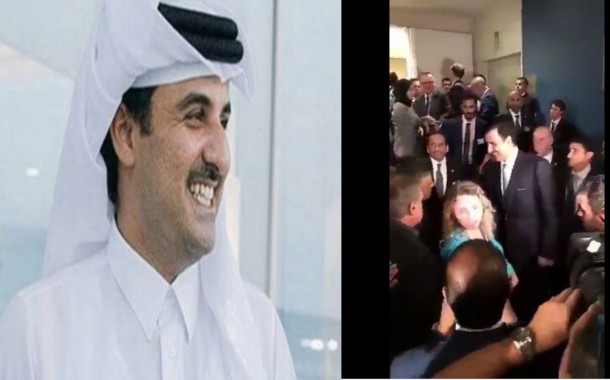 مشهد مؤثر تسابق الوفود للسلام على امير قطر تميم بعد اتمام كلمتة في الامم المتحدة